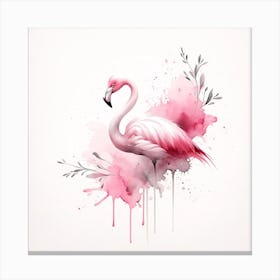 Pink Flamingo Watercolor Painting Canvas Print