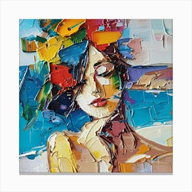 Woman With Colorful Hair Canvas Print