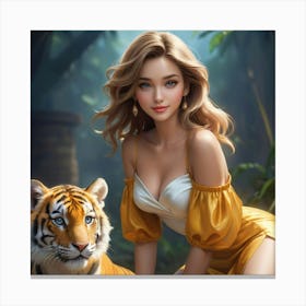 Tiger And Girl 10 Canvas Print