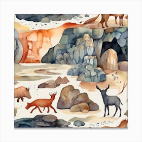 Watercolor Of Animals Canvas Print