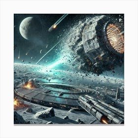 A Futuristic Sci Fi Scene Depicting The Comet Crus Canvas Print