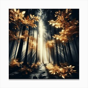 Golden Leaves In The Forest Canvas Print