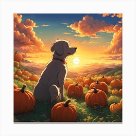 Pumpkins In The Field Canvas Print