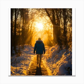 Man Walking In The Snow 1 Canvas Print