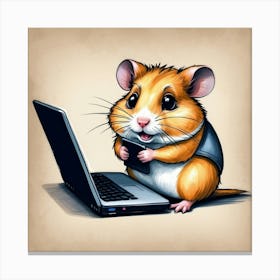 Hamster On A Laptop 3 Canvas Print