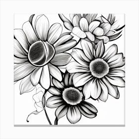 Black And White Flowers Canvas Print