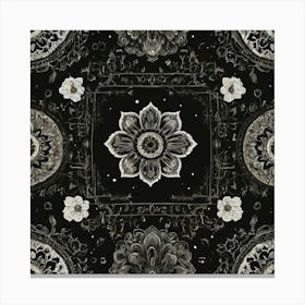 Black And White Floral Pattern Energy auras Canvas Print