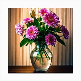 Pink Flowers In A Vase 1 Canvas Print