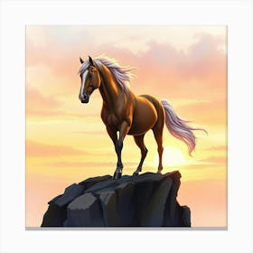 Horse Standing On A Rock 1 Canvas Print