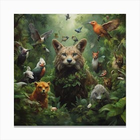 Foxes In The Forest Canvas Print