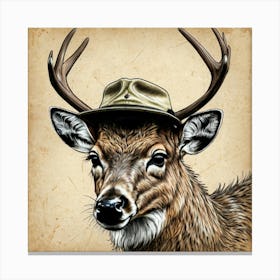 Deer In A Hat 2 Canvas Print