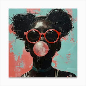 Girl Blowing Bubble Gum Canvas Print