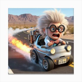 Cartoon Character Driving A Car 5 Canvas Print