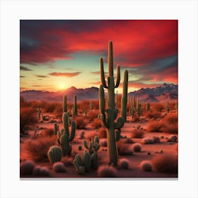 Red Sky In A Desert Canvas Print