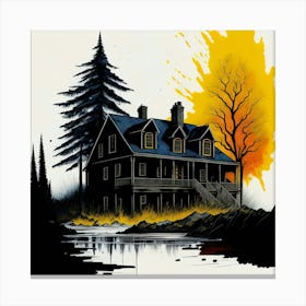 Colored House Ink Painting (47) Canvas Print