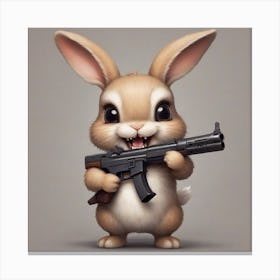Bunny With Gun Canvas Print