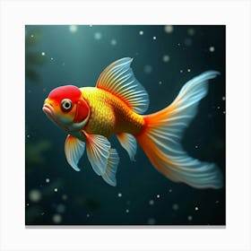 A Dreamy Goldfish With Scales Of Glowing, Iridescent Patterns Swimming Through A Celestial Pond 1 Canvas Print