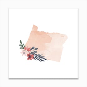 Oregon Watercolor Floral State Canvas Print