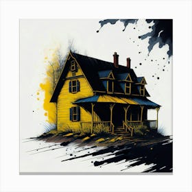 Colored House Ink Painting (48) Canvas Print