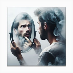 Man Looking At Himself In The Mirror Canvas Print