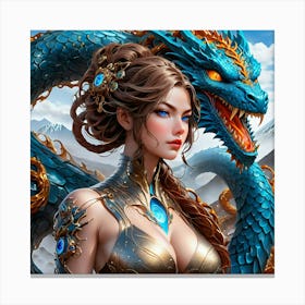 Woman With A Dragon vcr Canvas Print