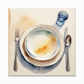 Plate And Silverware Canvas Print