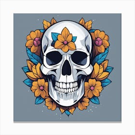 Floral Skull Low Poly Painting (3) Canvas Print