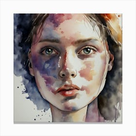 Watercolor Portrait Of A Woman 11 Canvas Print