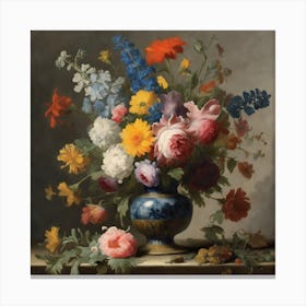 Flowers In A Vase, Paulus Theodorus Van Brussel 1 Canvas Print
