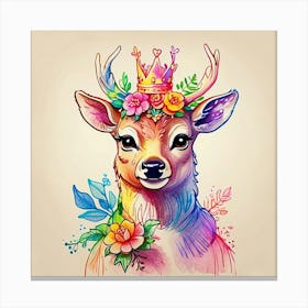 Deer With Crown 3 Canvas Print