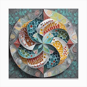 Firefly Beautiful Modern Intricate Floral Yin And Yang Mosaic Mandala Pattern In Gray, And Vibrant T (5) Canvas Print