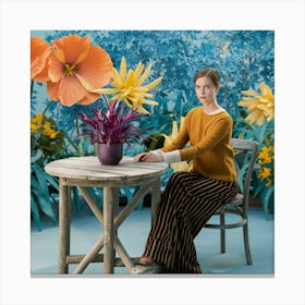 Garden Serenity Woman Amidst Vibrant Flora (2) Canvas Print