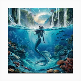 Mermaid Blue Water Canvas Print