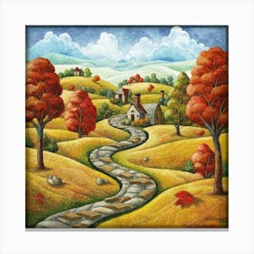 The Winding Road Home. In the middle of the meadows 13 Canvas Print