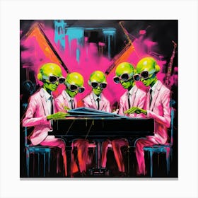 Aliens At The Piano 3 Canvas Print