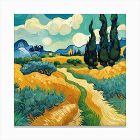 Default A Wheatfield With Cypresses Vincent Van Gogh Art 0 Canvas Print