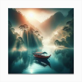 Boat On A Lake Canvas Print