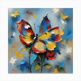 Butterfly And Roses 2 Canvas Print