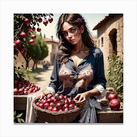 Woman Pomegranate Canvas Print