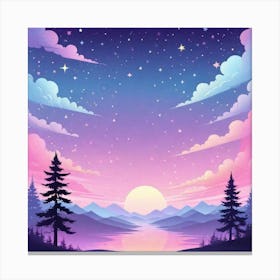 Sky With Twinkling Stars In Pastel Colors Square Composition 189 Canvas Print