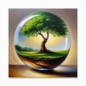 Tree In A Glass Ball 1 Canvas Print