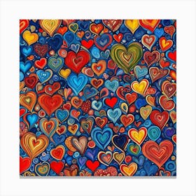 Different Heart Patterns Canvas Print