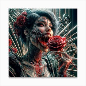 Woman Holding A Rose Canvas Print