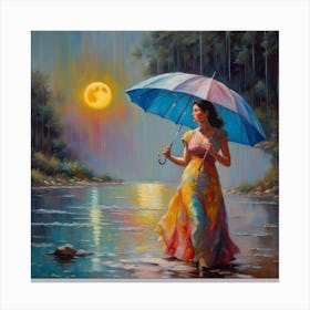 Woman In The Rain Canvas Print