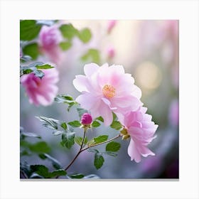 Flowers Leaves Nature Soft Freshness Pastel Botanical Plants Blooms Foliage Serene Delic (6) Canvas Print