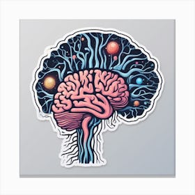 Brain With Planets Canvas Print