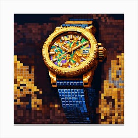 Pixel Art Of An Expensive Watch Canvas Print