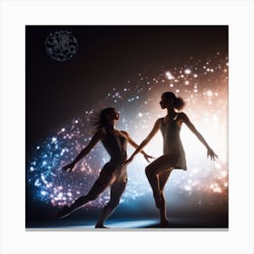 Envision A Cosmic Ballet Where Dancers Are Composed Of Binary Code Canvas Print