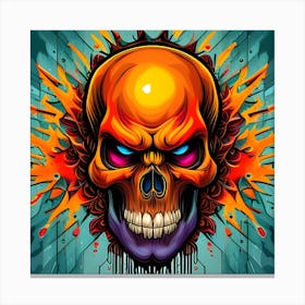 Skull With Flames 4 Canvas Print
