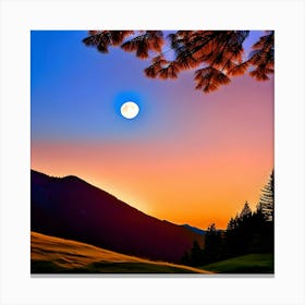 Full Moon In The Mountains Canvas Print